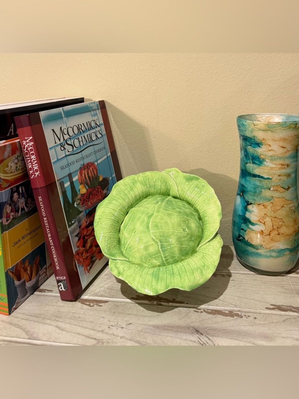 Vintage Doris Barber Signed Majolica Style
Cabbage Sculpture Art Pottery Decor